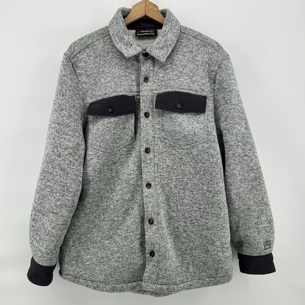 Avalanche Shacket Mens L Gray Sherpa Lined Shirt Jacket Button Up